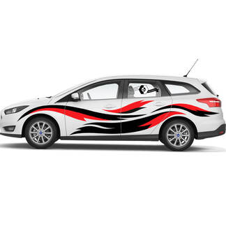 Side Flames Doors Two Colors Rocker Panel vinyl decals stickers for Ford Focus